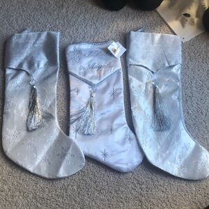 *MAKE OFFER. DONATING JANUARY 1. * SET OF 3 SILVER STOCKINGS